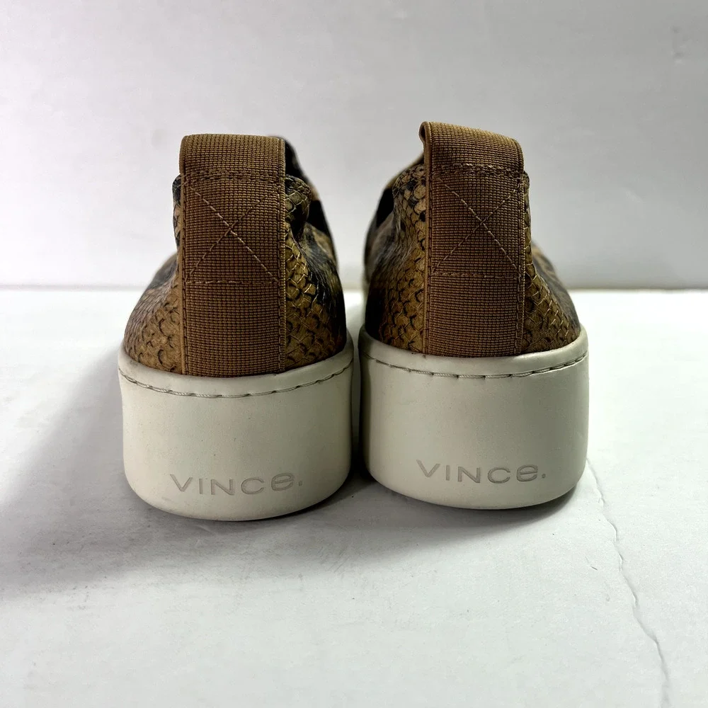 Vince Sneakers Womens 7.5M EUR 37.5 Saxon 2 Snakeskin Leather Platform Slip On